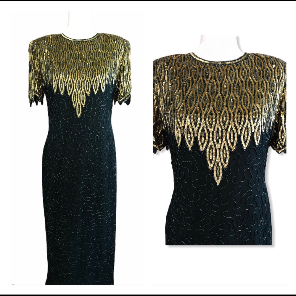 Vintage Brilliante sequin dress 100% silk